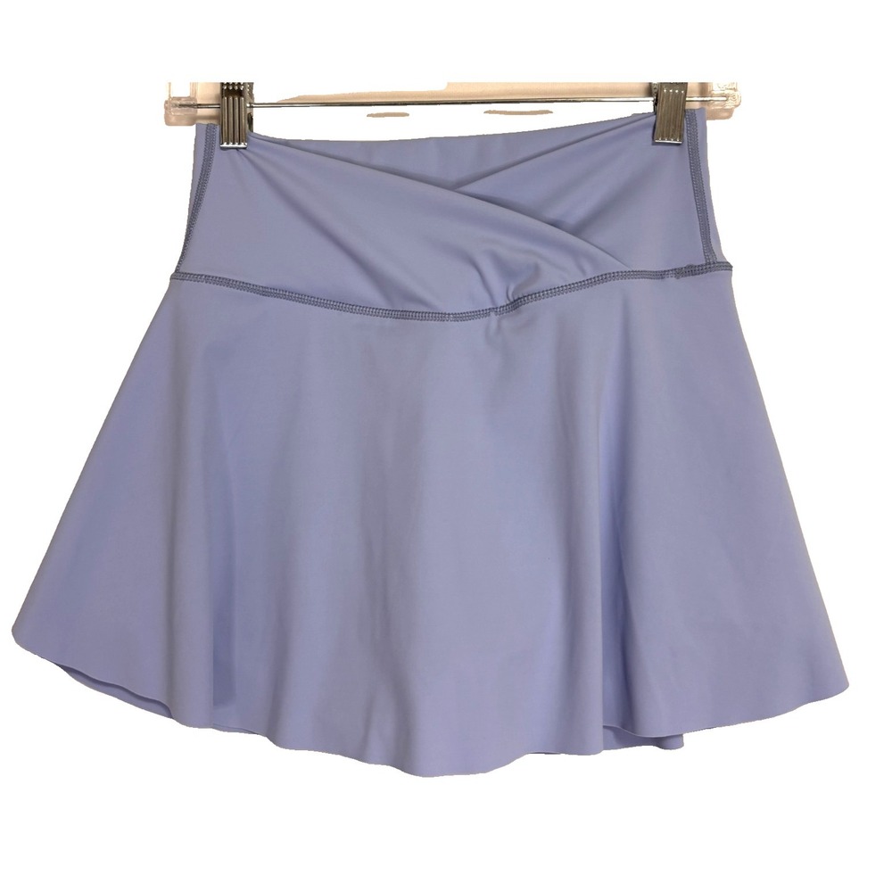 Womens Tennis Skort Sz S Light Blue Cross Over High Waisted Athletic Golf Pocket